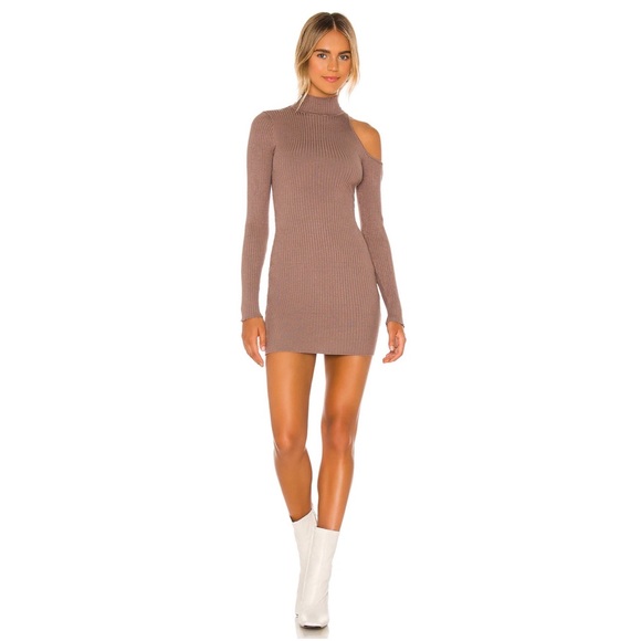 Mocha Cut Out Sweater Dress - Picture 2 of 5
